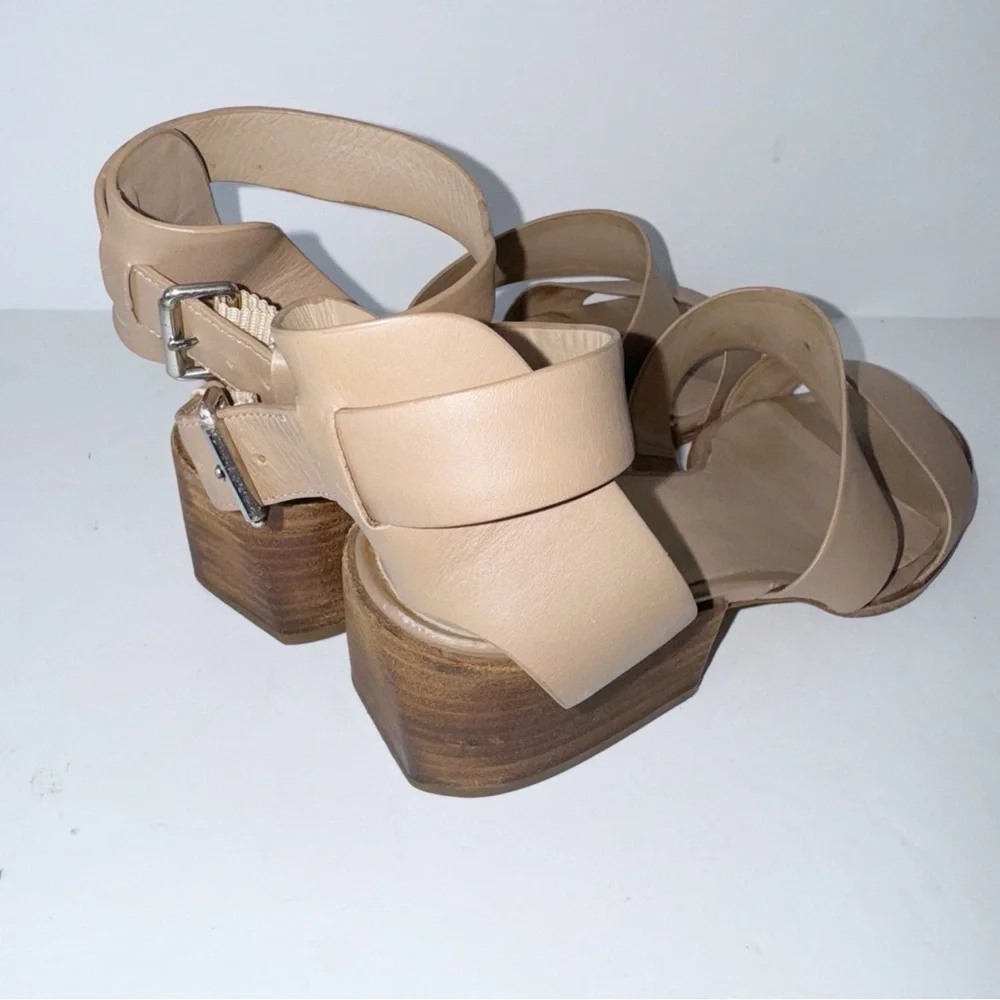 VINCE Tan Strappy Leather Ankle Strap Open Toe Sandals Size 38.5/8.5